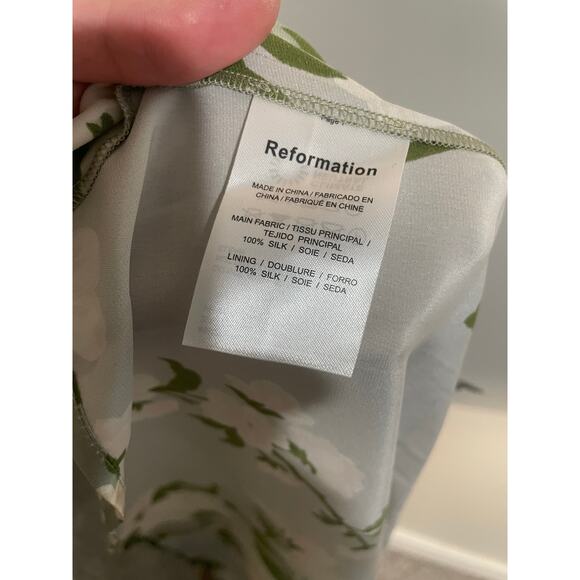NWT Reformation Marguerite‎ Silk Dress in Tarragon Size 14 - Picture 14 of 15
